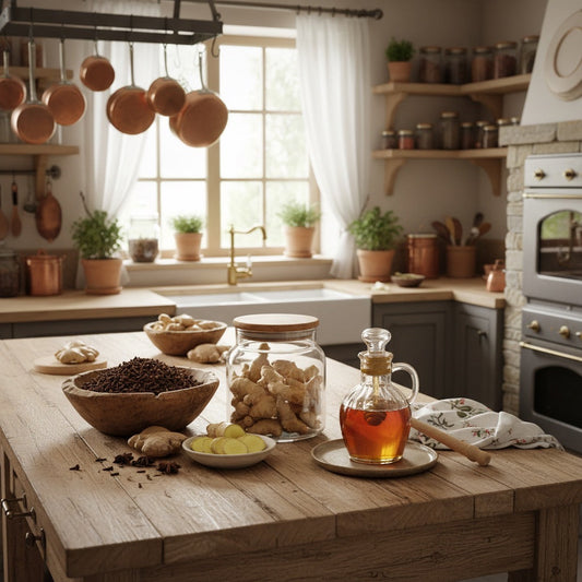 Homemade elderberry syrup in a glass jar next to store-bought elderberry bottle with fresh elderberries and honey on a wooden table, comparing freshness and convenience for families.
