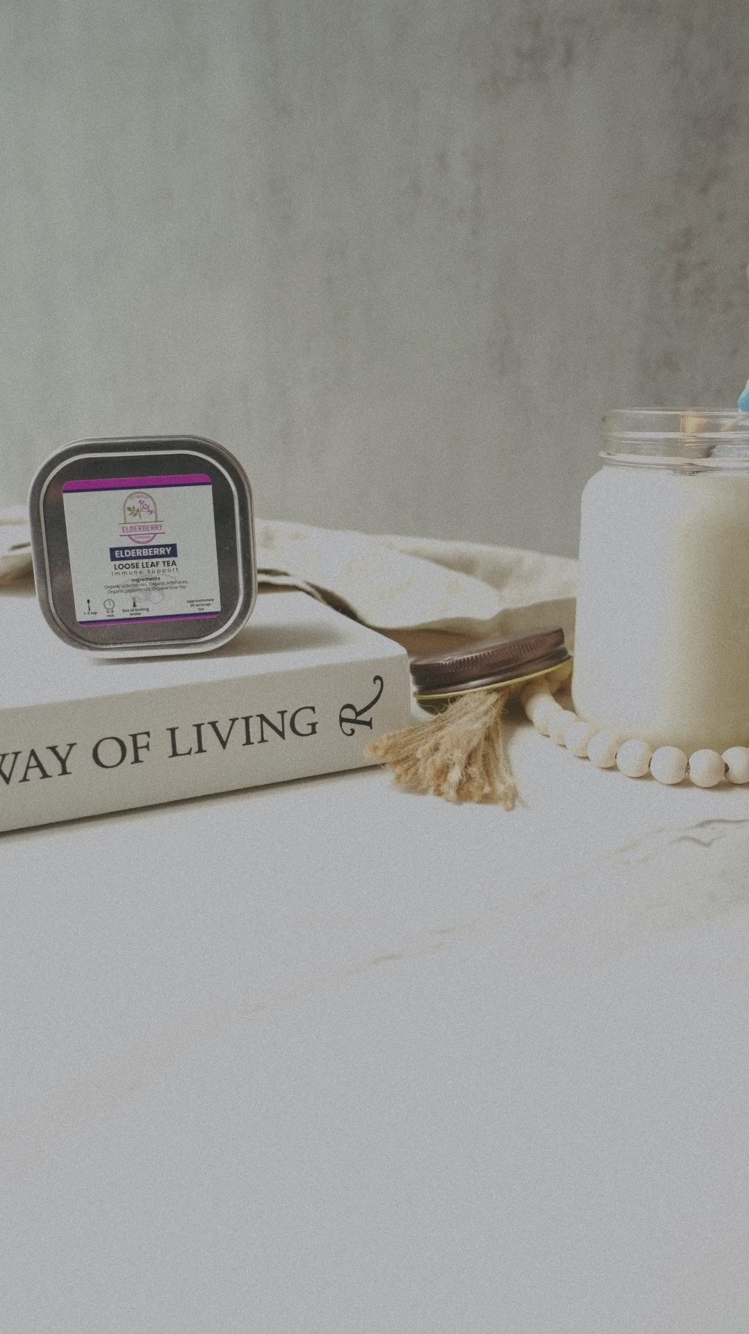Elderberry herbal tea blend with echinacea, peppermint, and rose hip
